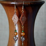 Topaz Gold Luster Color Autumn Leaves Long Statement Earrings