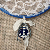 Navy Blue Earring Hanger For Wall With Anchor Charm