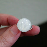 White Foil Lined Ring On Silver Plated Adjustable Ring