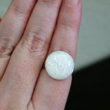 White Foil Lined Ring On Silver Plated Adjustable Ring