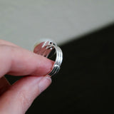 White Foil Lined Ring On Silver Plated Adjustable Ring