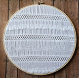 Large Decorative White Fabric Earring Hanger And Wall Decor With Floral Accent