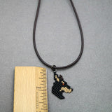 Doberman Pinscher Necklace, Beaded On Adjustable Brown Cord