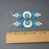 Long Lunar Earrings In Blue, Peach, And Cream