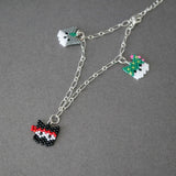 Mini Cat Trio Bracelet, Adjustable Silver Tone