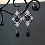 Hand Beaded Black Widow Long Statement Earrings