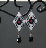 Hand Beaded Black Widow Long Statement Earrings
