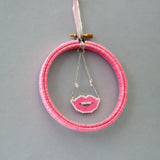 Pink Lips Beaded Small Wall Decor