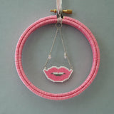 Pink Lips Beaded Small Wall Decor