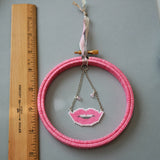 Pink Lips Beaded Small Wall Decor