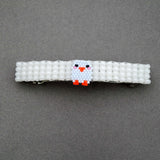 Long view Blue Easter Chick Beaded White Barrette