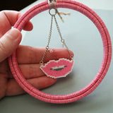 Pink Lips Beaded Small Wall Decor