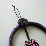 Cat Mask Beaded Wall Decor In Black, Pink, And Blue