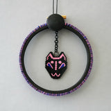 Cat Mask Beaded Wall Decor In Black, Pink, And Blue