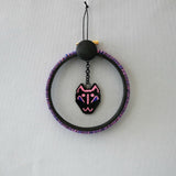 Cat Mask Beaded Wall Decor In Black, Pink, And Blue