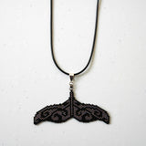 Beaded Large Whale Tale Artisan Statement Necklace On Black Cord