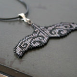 Beaded Large Whale Tale Artisan Statement Necklace On Black Cord