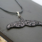 Beaded Large Whale Tale Artisan Statement Necklace On Black Cord