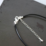 Beaded Large Whale Tale Artisan Statement Necklace On Black Cord