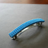 Large Blue Beaded French Barrette, 90mm