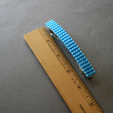Large Blue Beaded French Barrette, 90mm