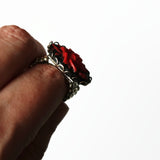 Black And Red Rose Stretch Ring
