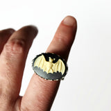 Black And Ivory Bat Color Stretchy Ring