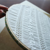 Decorative White Fabric Earring Hanger Side View