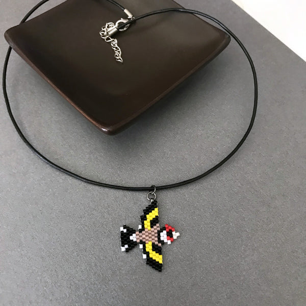 European Goldfinch Artisan Necklace On Adjustable Black Cord