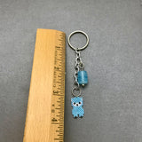 Mini Blue Llama Keychain With Blue Glass Bead Accent