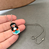Penguin On Ice Cube Charm On Silver Tone Small Ball Chain Necklace