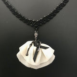 Ballerina Skeleton Beaded Black Necklace, 18 Inch