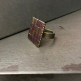 Rose/Gold Rainbow Luster Square Adjustable Brass Ring