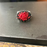 Black And Red Rose Stretch Ring