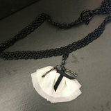 Ballerina Skeleton Beaded Black Necklace, 18 Inch
