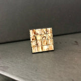 Creamy Jasper Color Adjustable Square Brass Ring