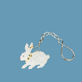 Blue Bunny Beaded Keychain With Detachable Charm