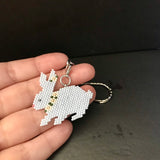 Blue Bunny Beaded Keychain With Detachable Charm
