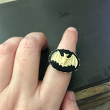 Black And Ivory Bat Color Stretchy Ring