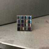 Metallic Emerald Rainbow Tila Square Adjustable Ring