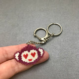 Beaded Monkey Charm With Heart Eyes, Keychain
