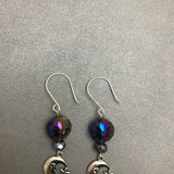 Half Moon With Star Purple Dangle Earrings