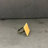 Honey Mustard Square Adjustable Antiqued Bronze Color Ring