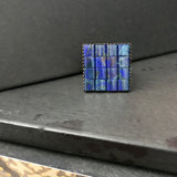 Dark Blue Square Adjustable Antiqued Bronze Color Ring