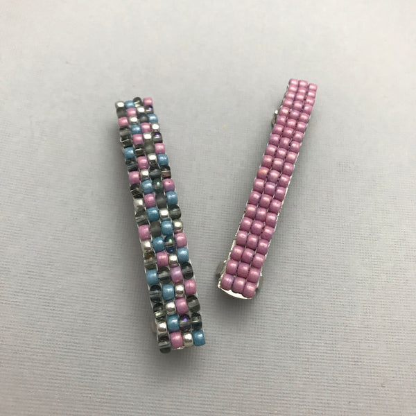 Lilac And Mixed Purple French Barrettes, 70mm, Set Of Two