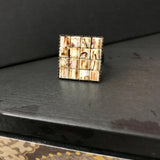 Creamy Jasper Color Square Adjustable Antiqued Bronze Color Ring