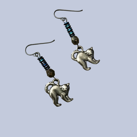 Spooky Cat Halloween Dangle Earrings