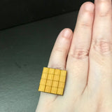 Honey Mustard Square Adjustable Antiqued Bronze Color Ring