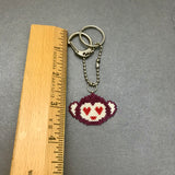 Beaded Monkey Charm With Heart Eyes, Keychain