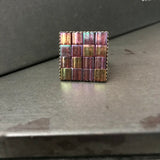 Rose/Gold Rainbow Luster Square Adjustable Brass Ring